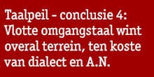 Streamertekst: Taalpeil - conclusie 4: Vlotte omgangstaal wint overal terrein, ten koste van dialect en A.N.